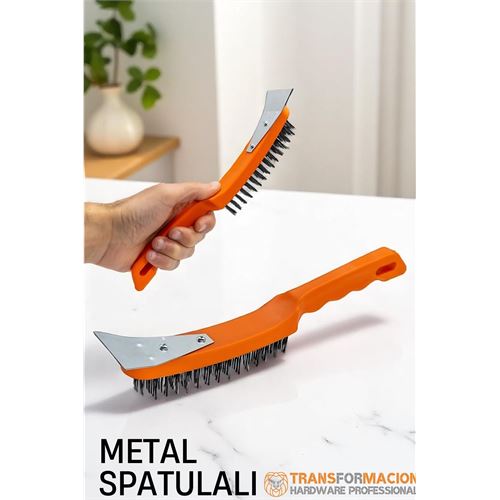 Metal Spatulalı Tel Fırça - Kazıma Fırçası