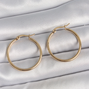 316 Çelik Gold Renk 27 mm Halka Model Kadın Küpe