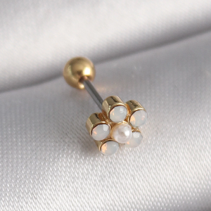 316L Çelik Gold Renk Zirkon Taşlı Çiçek Model Tragus Piercing