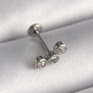 316L Çelik Gümüş Renk Zirkon Taşlı Tragus Piercing