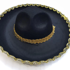 Altın Renk Şeritli Meksika Mariachi Latin Şapkası 55 cm Çocuk
