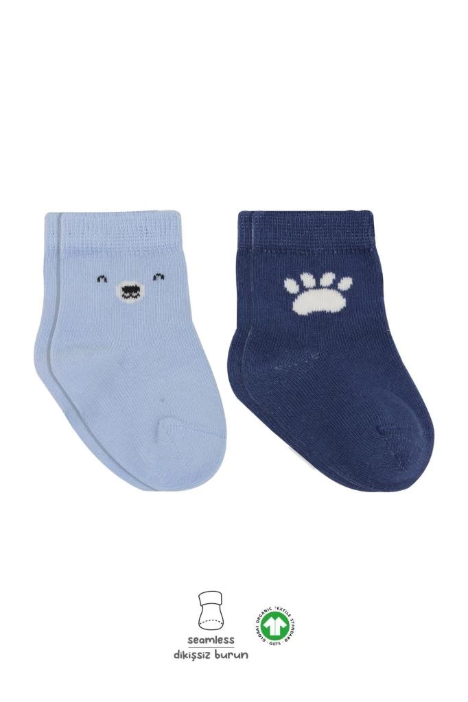 2'Li Bear Penye Soket Çorap 10116 Mavi
