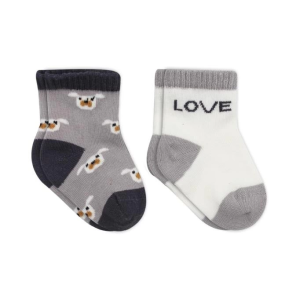 2'Li Love Dog Penye Soket Çorap 10118 Gri