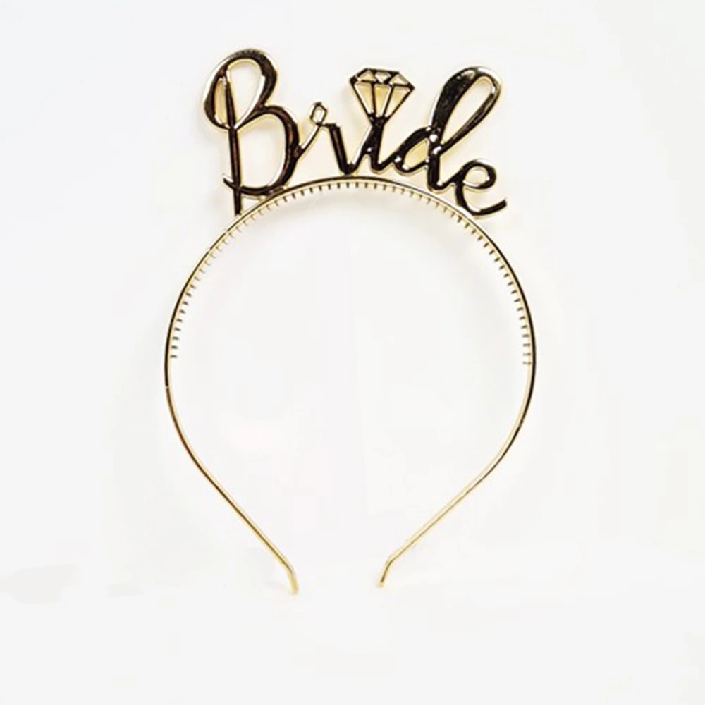 Bride Yazılı Taç ve Bride To Be Yazılı Gözlü Seti Altın Renk