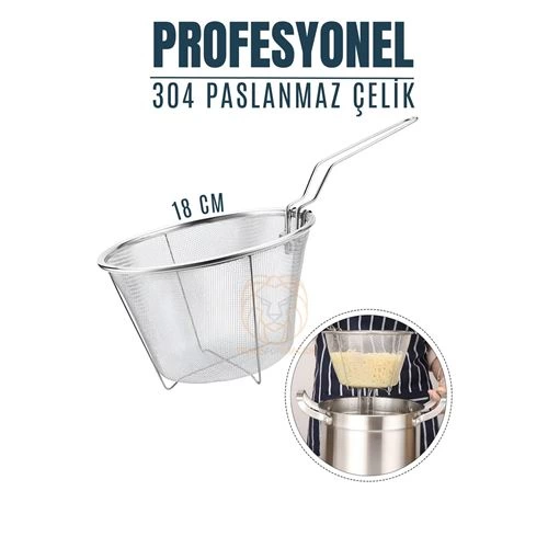 Kızartma Süzgeci Patates Kızartma Filtresi 304 Paslanmaz Çelik Mink Design 721078