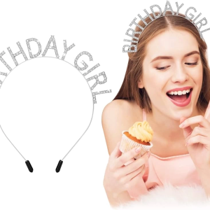 Kristal Taşlı Gümüş Birthday Girl Yazılı Doğum Günü Parti Tacı 19x11cm