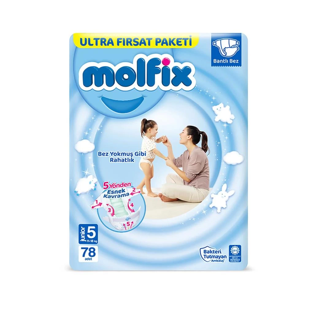 Bebek Bezi Ultra Fırsat Paketi 5 Beden 11-18 Kg 78 Adet
