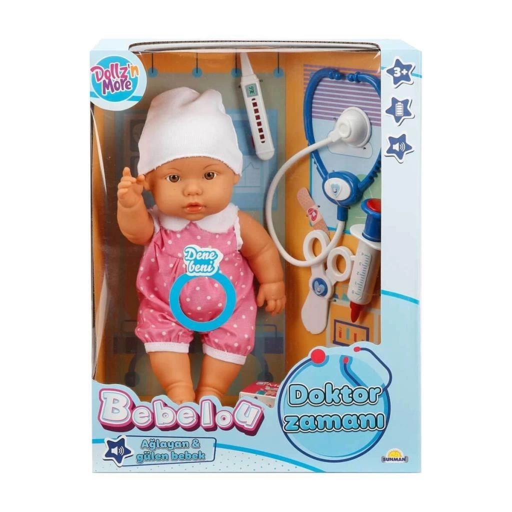 30111 Doktor Zamanı Sesli Bebek Seti 35 cm (Ürün oyuncaktır)