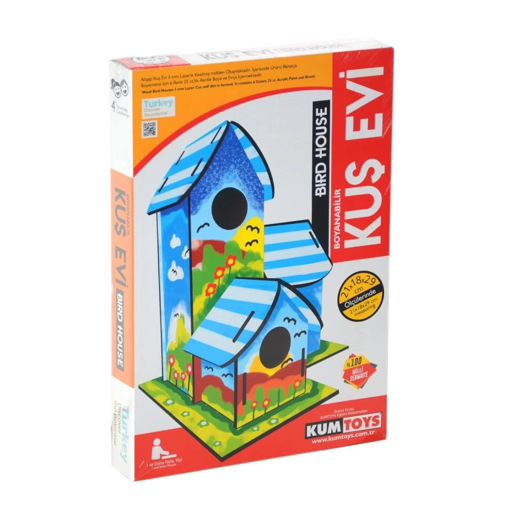 5269 Boyanabilir 3'lü Kuş Evi - Bird House