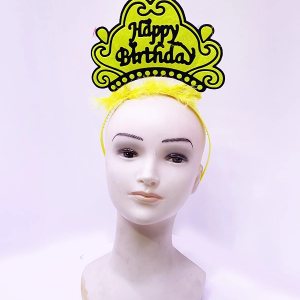Happy Birthday Neon Sarı Renk Doğum Günü Tacı 24x15 cm