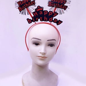 Happy Birthday Yazılı Püsküllü Neon Kırmızı Renk Doğum Günü Tacı 22x19 cm