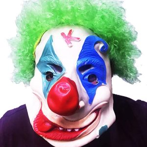 Yeşil Renk Afro Bonus Peruklu Palyaço Maske