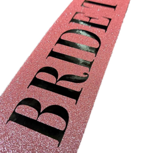Pembe Üzeri Siyah Kalın Bride To Be Yazılı Simli Işıltılı Kuşak Kemer 10x80 cm