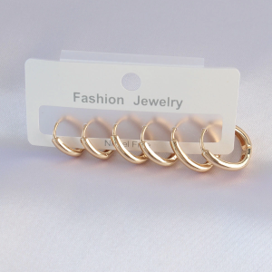 Pirinç Gold Renk Oval Küpe Seti