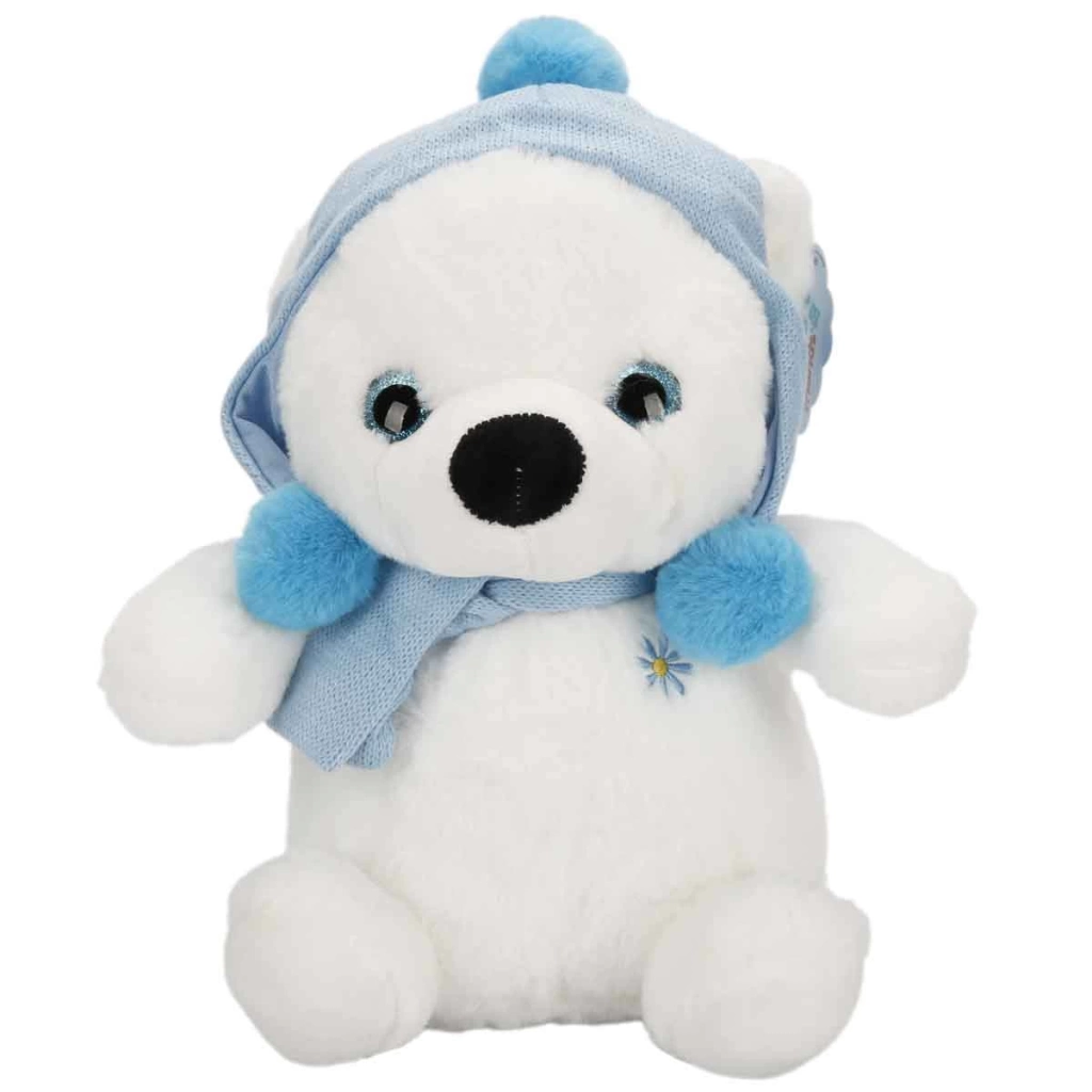 Şapkalı ve Atkılı Peluş Kutup Ayısı 30 cm S00004773