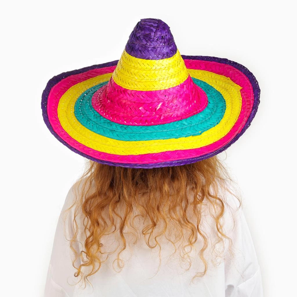 Sombrero Meksikaa Şapkası Renkli Örme Hasır Çocuk Boy
