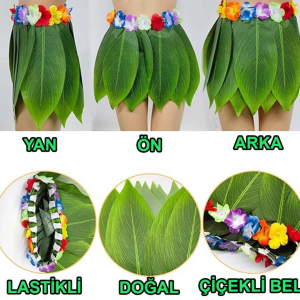 Tropikal Esintili Hawaii Yapraklı Parti Eteği Çocuk Boy