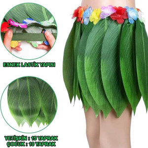 Tropikal Esintili Hawaii Yapraklı Parti Eteği Yetişkin Boy