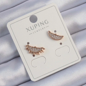 Xuping Rose Renk Zirkon Taşlı Ay ve Güneş Tasarımlı Küpe