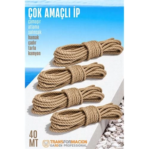 Çok Amaçlı Kalın İp Hamak İpi - Çamaşır İpi Salıncak İpi Atlama İpi 40 Metre 721767