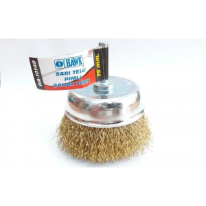 Hawk HA10149 Pimli Sarı Tel Çanak Fırça 75 mm
