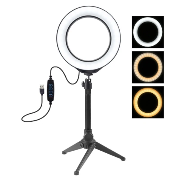 PULUZ 6.2CM PKT3032 Led Işık 16cm Stand YoutuberCanlı Yayın Selfie TikTok Makeup