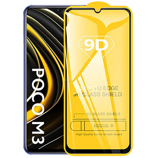 ALLY Xiaomi Poco M3 9D Full Glue Tempered Cam Ekran Koruyucu
