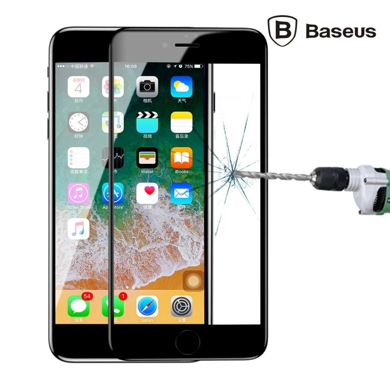 Baseus İPhone 78 Plus 4D Cam Ekran Koruyucu Kavisli Full Kaplama Kırılmaz Cam