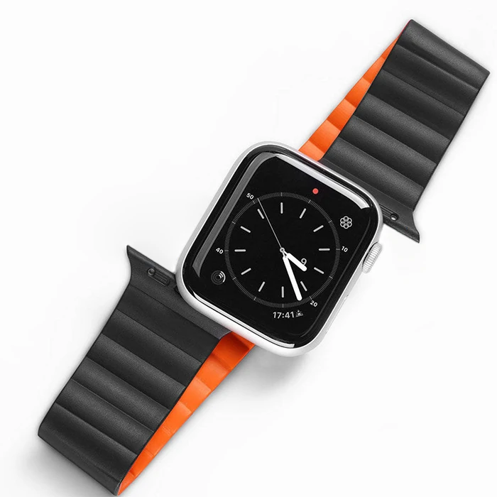 DUX DUCIS Apple Watch 38/40/41MM için Manyetik Zincir Versiyon PU Deri Kayış Kordon