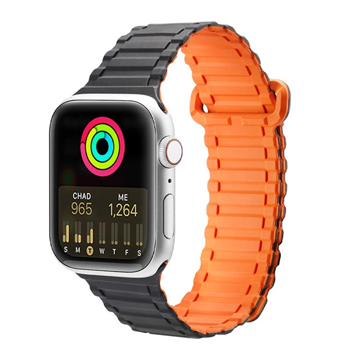Dux Ducis Apple Watch 42/44/45MM için Manyetik Armor Silikon Kordon Kayış