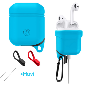 Ally Apple Airpods İçin Premium Silikon Kılıf Anahtarlıklı