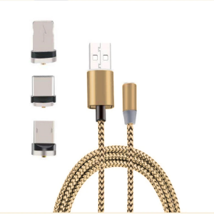 İphone Type-C Android 3 Yuvarlak Başlık Manyetik Şarj Usb Kablosu