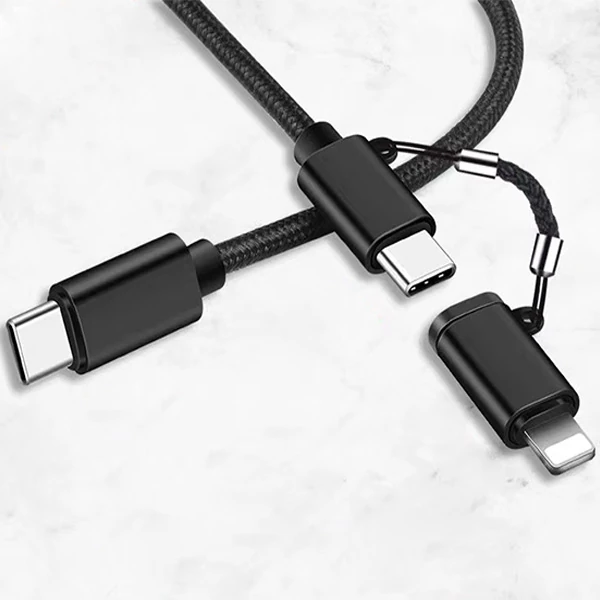 ALLY 2in1 USB Type C 60W Hızlı Şarj PD Kablosu+iPhone Başlık USB Kablo