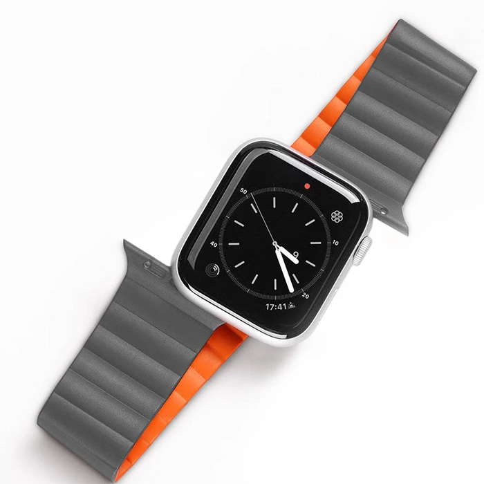 DUX DUCIS Apple Watch 42/44/45MM için Manyetik Zincir Versiyon PU Deri Kayış Kordon