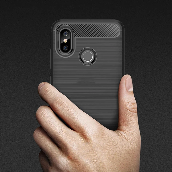 Xiaomi Mi 8 Dark Ultra Koruma Karbon Fiber Doku Silikon Kılıf