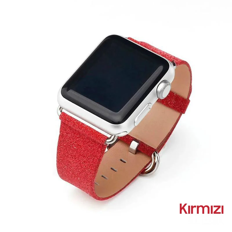 Ally Apple Watch 7-8 41mm 6-5-4 40mm Deri İnce Sim İşlemeli Kordon Kayış 3-2-1 38mm