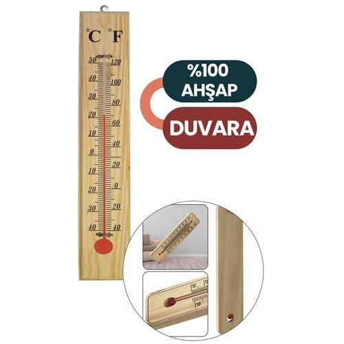 Termometre - Ahşap Duvar Termometresi