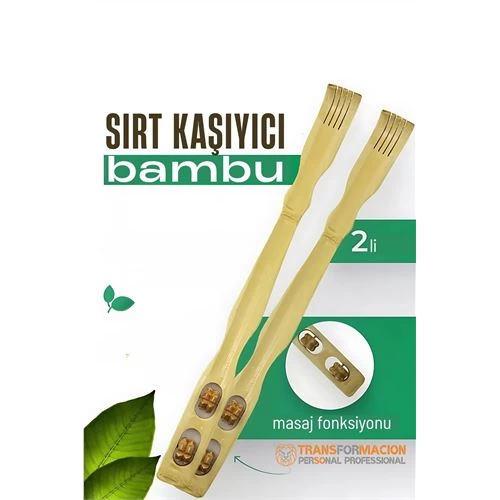 Masajlı Sırt Kaşıma Aparatı - Bambu Sırt Kaşıyıcı 2 li set