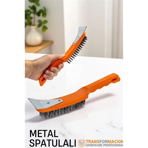 Metal Spatulalı Tel Fırça - Kazıma Fırçası