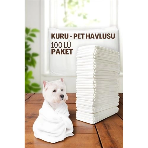 Pet Havlusu - Kedi Köpek Banyo Havlusu Tek Kullanımlık Kuru Havlu 40X80 CM 100 Adet 721808