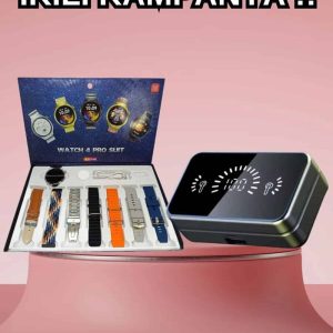 Powerbank Aynalı Bluetooth Kulaklık Ve Akıllı Saat Seti ANC Özelliği Dokunamatik