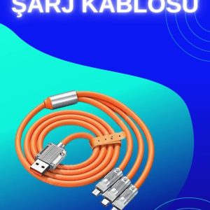 3 İn 1 Süper Hızlı Şarj Kablosu Android ve İOS Uyumlu Silikon Şarj Kablosu
