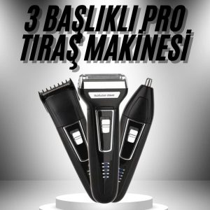 3'lü Set Saç Sakal Kesme Traş Makinesi Burun Kılı Alma Tıraş Makinesi