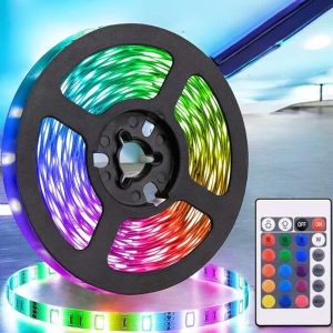 5 Metre Şerit Led RGB Işıklı Kumandalı Güç Adaptörü Her Ortama Uygun