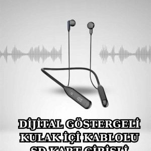 Alarm ve Titreşim Özellikli Akıllı Saat ve Mikrofonlu Kablolu Bluetooth Kulaklık 60 Saat