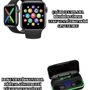Ucuz ve Kaliteli Kulaklıklı Saat Seti Bluetooth Bağlantılı Akıllı Saat ve Kulaklık