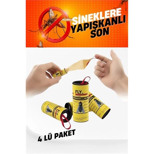 Yapışkanlı Sinek Şeridi Sinek Kapanı 4 ADET 721533