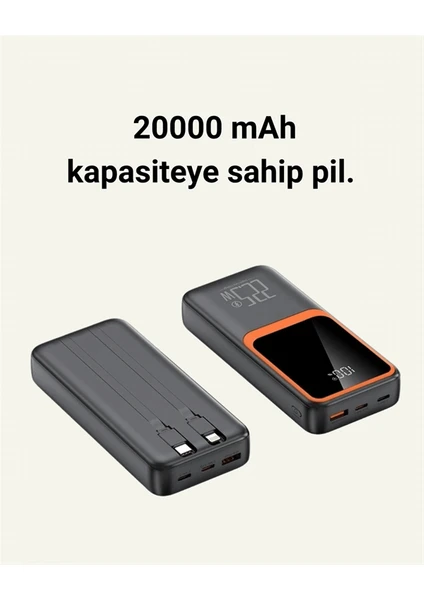 20.000 mAh Powerbank – 22.5W Hızlı Şarj Çok Kablolu Dijital Göstergeli 1 20.000 mAh Powerbank – 22.5W Hızlı Şarj Çok Kablolu Dijital Göstergeli