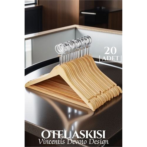 Otel Tip Askı 20 li Set Ahşap Vincentis Devoto Design
