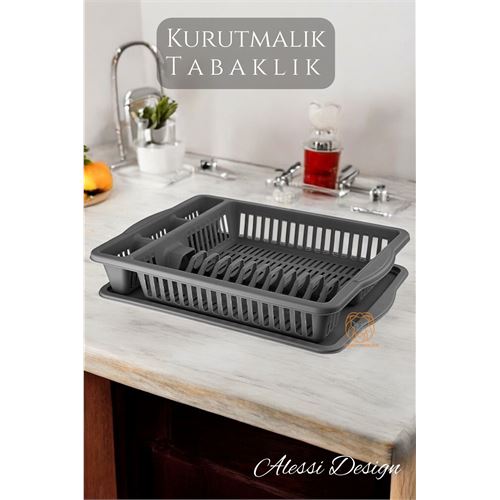 Bulaşık Durulama Sepeti Tabaklık Bulaşık Kurutmalık GRİ Alessi